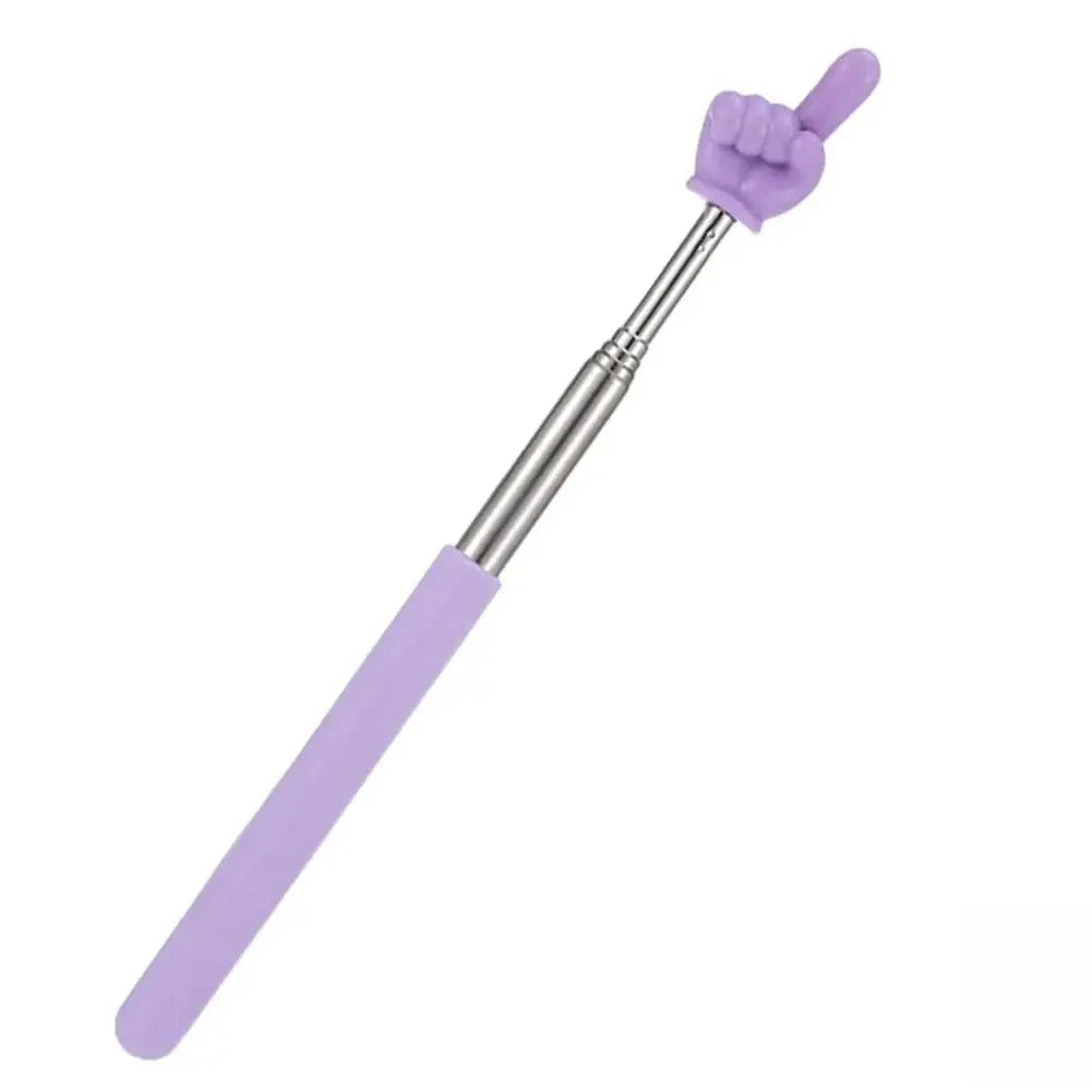 Purple adjustable telescopic reading stick with a hand gesture at the top