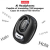 Black AI headphones shown with various language translations written in Korean, French, and Spanish.
