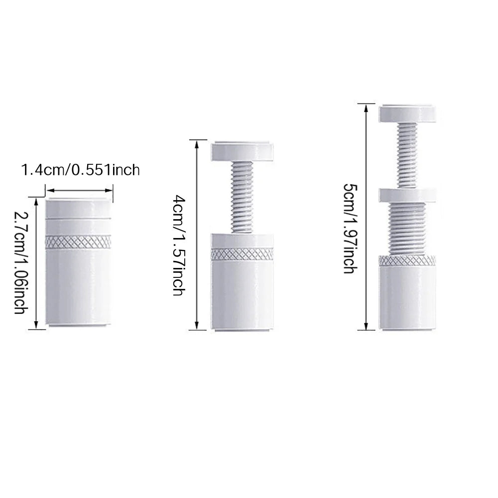White adjustable magnetic GPU support bracket with aluminum construction shown in various sizes
