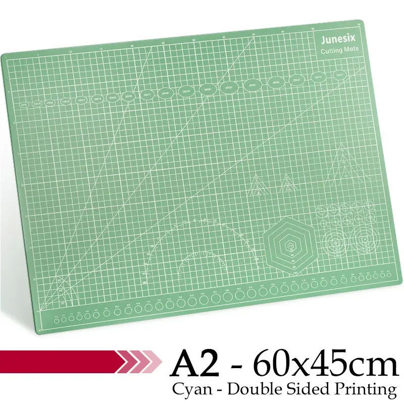 A2 cyan double-sided printing cutting mat with grid guides and various shapes