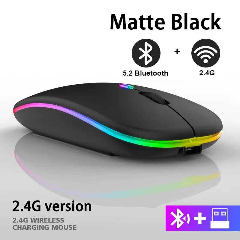 Mattschwarze 2,4-GHz-kabellose Maus mit Bluetooth und 2,4-GHz-Konnektivität