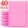 Eine Packung von vierzig rosa wiederverwendbaren Poly-Blasen-Umschlägen für sicheren Versand.