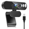 كاميرا ويب سوداء بدقة 1080P مع ميكروفون وموصل USB