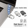 A laptop is shown with a data transfer device, illustrating easy data reading and high-speed transmission capabilities.