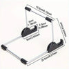 A foldable aluminum stand for tablets and laptops with adjustable arms.