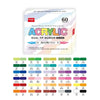 A box of 60 dual tip acrylic markers in various colors and tips for art and crafting