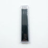 A clear plastic container holding a set of black woodworking marker pencils.