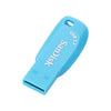 A light blue SanDisk USB 3.2 flash drive is shown from above.