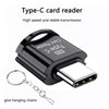 Black Type-C card reader with a detachable connector and hanging chains