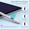 Ein weißer Stift neben einem Tablet mit einer direkten LED-Leistungsanzeige