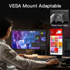 A person is using a VESA mountable portable laptop monitor on a desk.