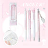 A set of four pink Kawaii Pearl Angel gel pens with black ink and a charm