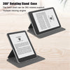 A black magnetic detachable protective case for a tablet or e-reader is shown on a wooden surface.