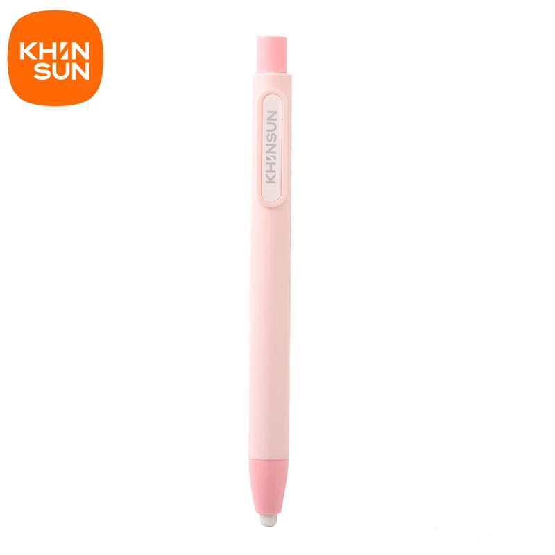 A pink retractable pencil eraser is shown against a white background.