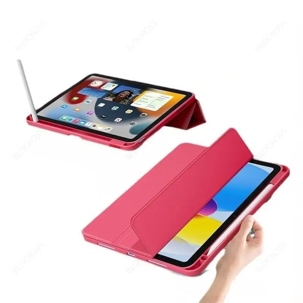 Pinkes Schutzetui für iPad mit Smartphone darin