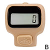 A beige digital counter device with a black screen and a round button on the front.
