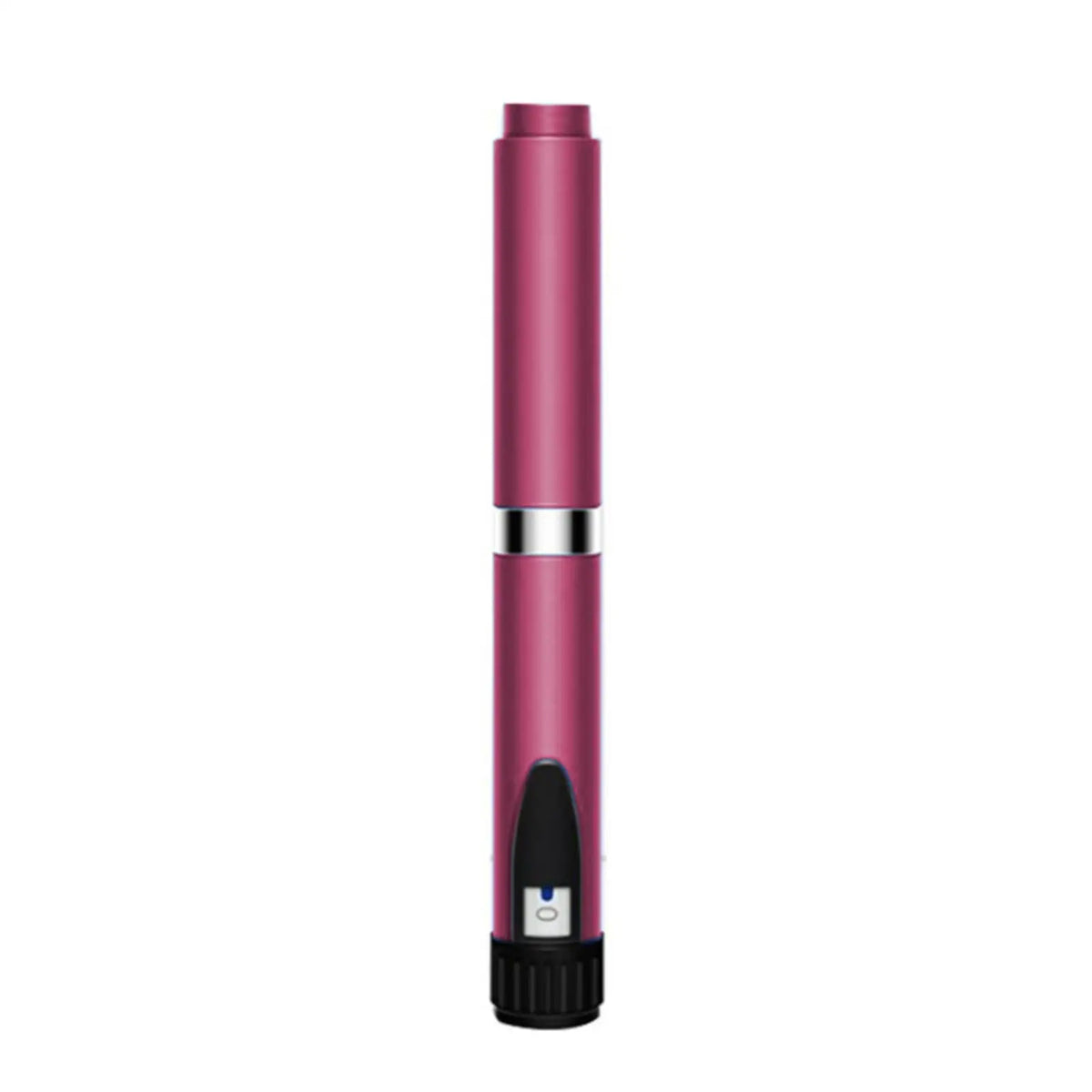 A pink reusable peptide beauty injector pen with a silver cap and black tip.