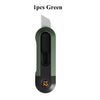 A single green deli mini pocket knife with a black handle and a silver blade.