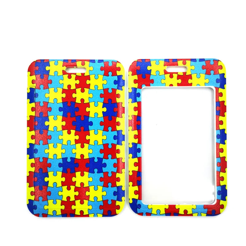 Buntes Puzzle-Teil-Muster-Lanyard-Schlüsselanhänger für ID-Karten und Telefone.