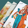 A set of 100% cotton pulp watercolor paper cards showing various painting techniques and textures.
