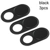 Three black slim camera sliders or privacy covers.