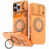 Orange Premium iPhone Wallet-Hülle mit Ständer in verschiedenen Ansichten