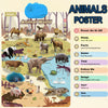 An Animals Poster featuring various wildlife illustrations and learning activities for children