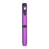 A purple reusable injection pen with an adjustable cartridge and a digital display.