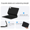 Clavier flottant magnétique noir pour iPad, montrant ses détails et sa force.
