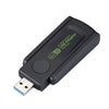 محول USB أسود للواي فاي، يحمل اسم AC1300 Dual Band مع برنامج تشغيل مجاني.
