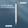 A white pen with a silicone tip and disc nibs shown against a gray background.