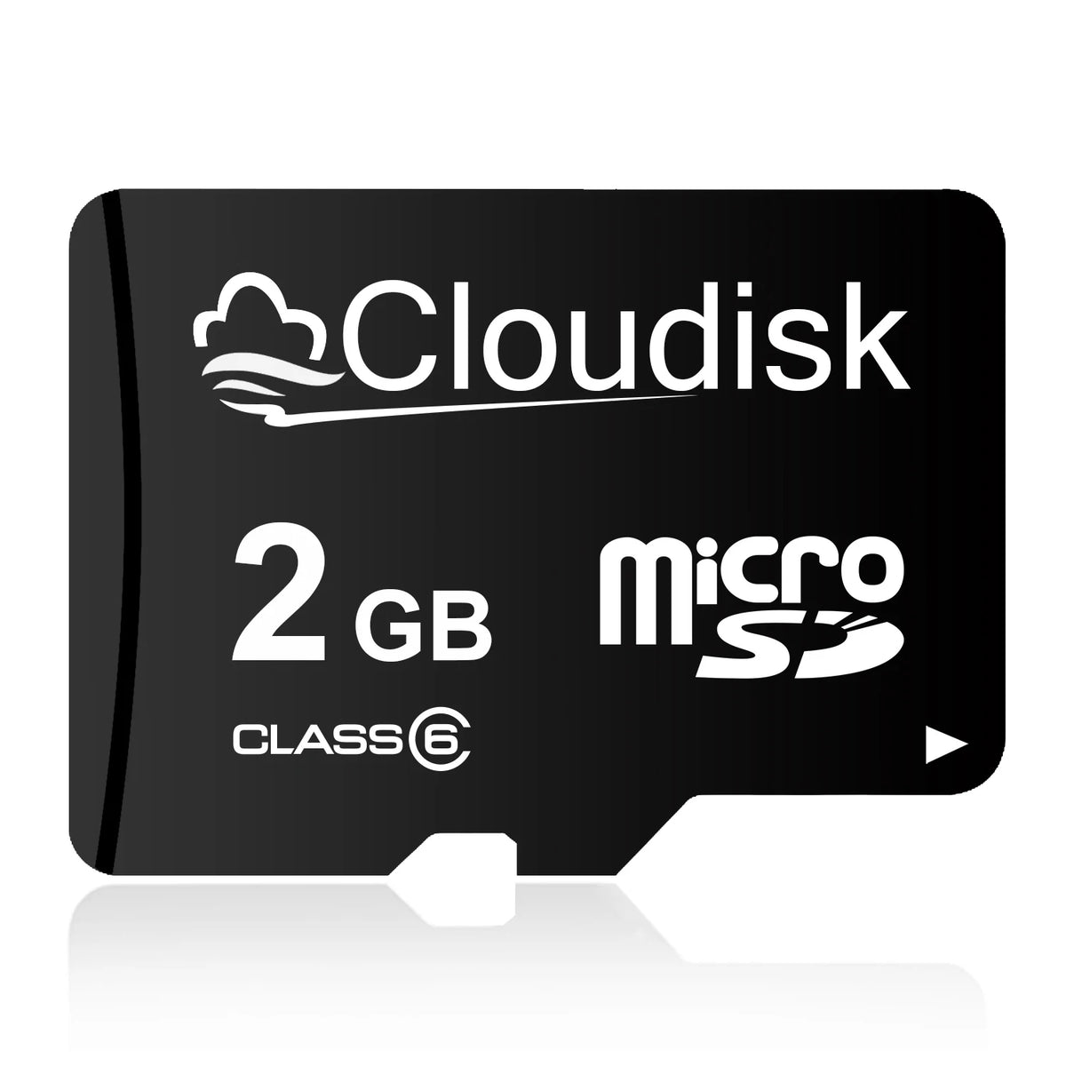 Black microSD memory card labeled Cloudisk 2GB Class 6