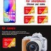 A set of SD cards for smartphones and cameras showing various storage capacities like 32 GB, 64 GB, 128 GB, and 256 GB.