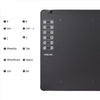 Tablette graphique numérique noire professionnelle sensible à la pression avec touches de fonction étiquetées.