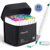 A black box containing 80 colored art markers and a single white marker pen.