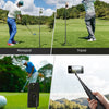 Three types of golf camera mounts: Monopod, Tripod, Ground Spike, and Handheld Selfie Stick.