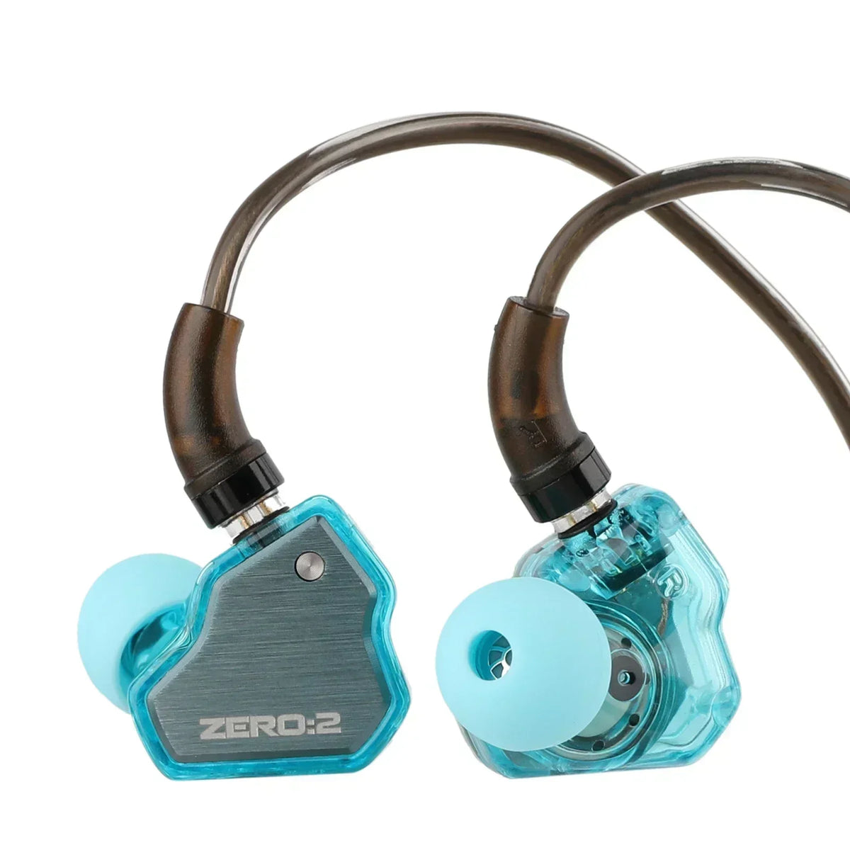 A pair of Studio-Grade wired in-ear monitors with silicone tips and metallic connectors.