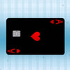 A black card displaying the Ace of Hearts and Ace of Spades symbols on a light blue patterned background.