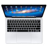 A white silicone keyboard cover for a MacBook Air or MacBook Pro is shown open on a white background.