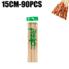 A set of natural bamboo skewers, 90 pieces long, packaged in green, ready for grilling or cooking.