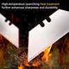 A close-up of a precision T-shape knife blade being heat treated in fire to enhance sharpness and durability.