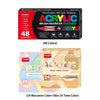 A set of acrylic brush markers featuring 48 colors and a skin tone color for DIY art