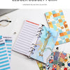 A ledger budget form is shown with a spiral-bound planner binder and various colorful sheets on a white surface.