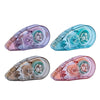Four glass bottles of heavy duty double-sided adhesive tape in various shades of purple and blue.