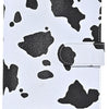 A white leather binder with a black leopard print pattern and a black elastic strap.