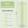 Green 4 in 1 paper cutter with interchangeable knife tips for various cutting lines