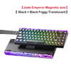 Clavier mécanique noir avec switches à axe magnétique Jade Emperor et touches translucides fumées noires.