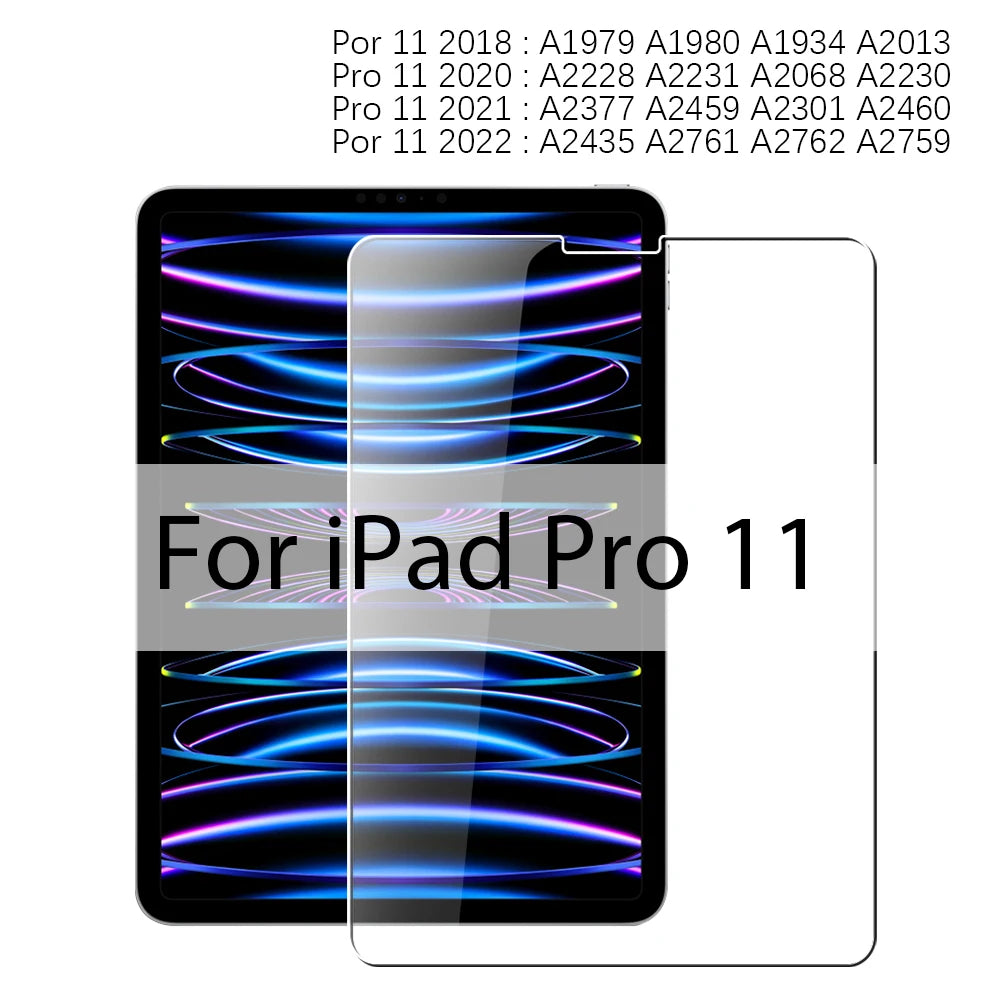 A display showing various model numbers for iPad Pro 11 screen protectors.