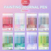 A collection of 72 colored painting journal pens in various shades including red, green, blue, and grey.