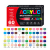 Box of 60 acrylic brush markers in various colors and tips for different surfaces